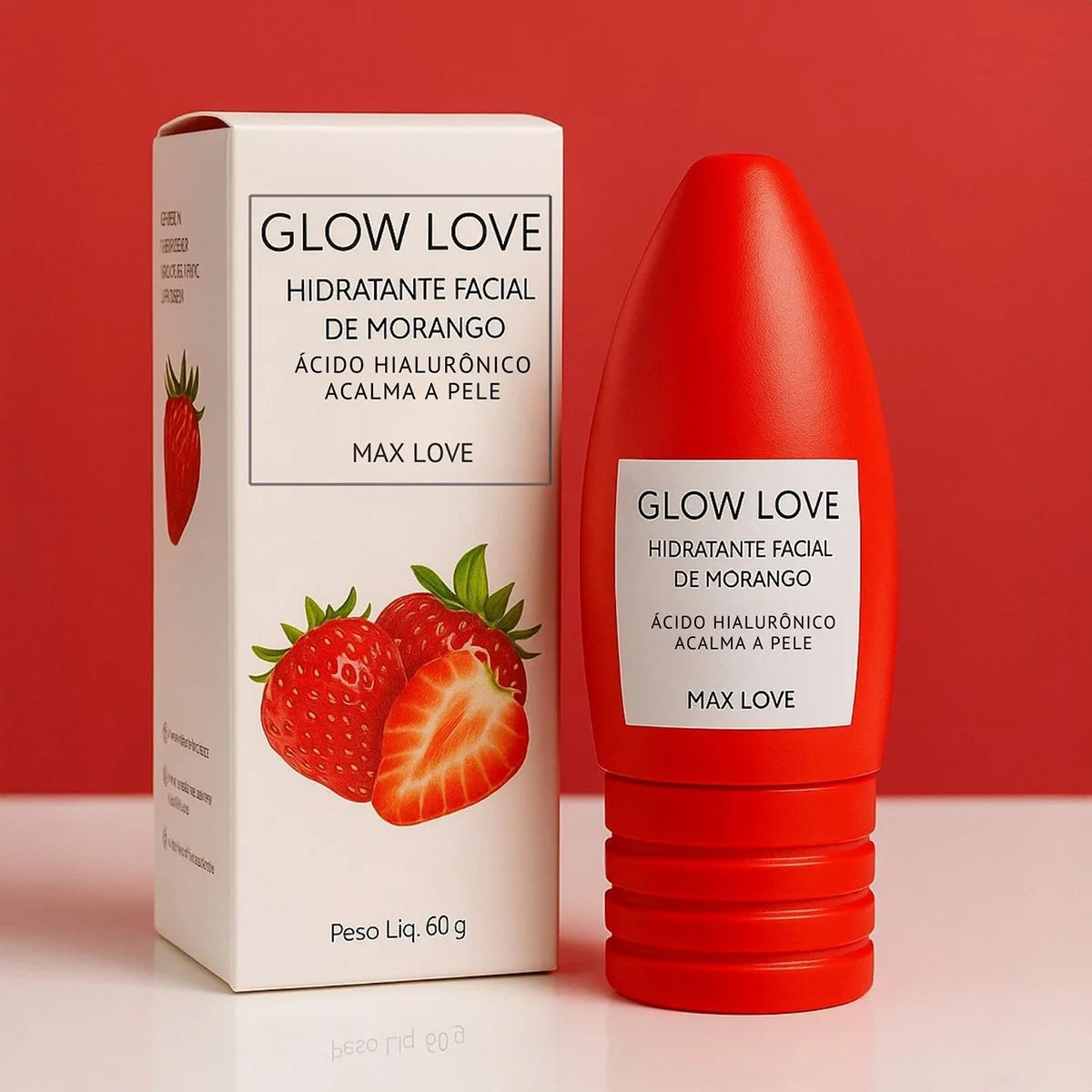 Hidratante Facial Glow Love Morango Max Love - Vitamina E & Hialurônico 60g