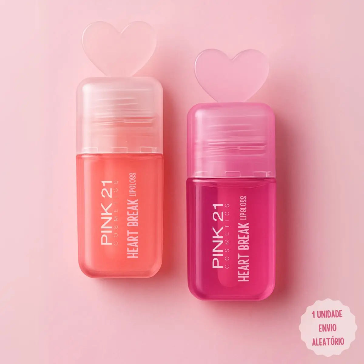 Lip Gloss com Glitter Heart Break Pink 21 - Brilho Intenso e Hidratação