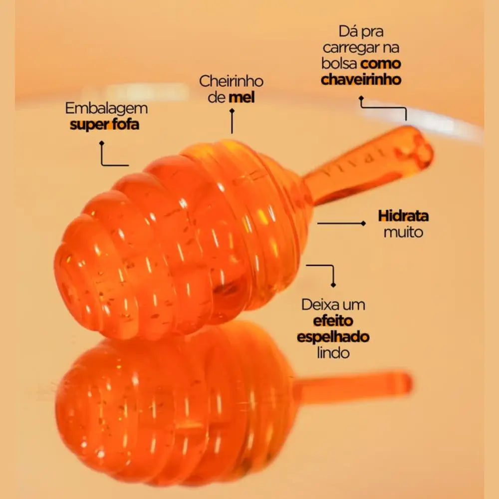 Lip Gloss Hidratante Potinho de Mel Teddy – Brilho Espelhado & Aroma Suave