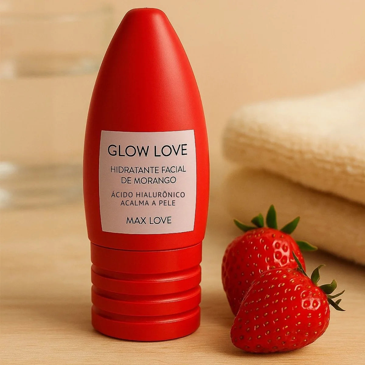 Hidratante Facial Glow Love Morango Max Love - Vitamina E & Hialurônico 60g