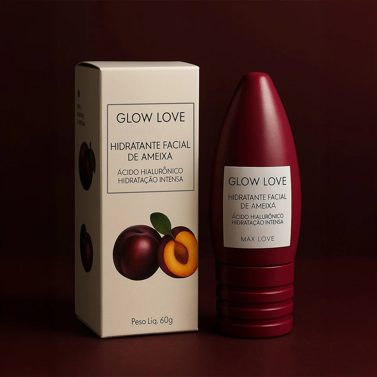 Hidratante Facial Ameixa Glow Love Max Love - Nutrição e Ácido Hialurônico 60g