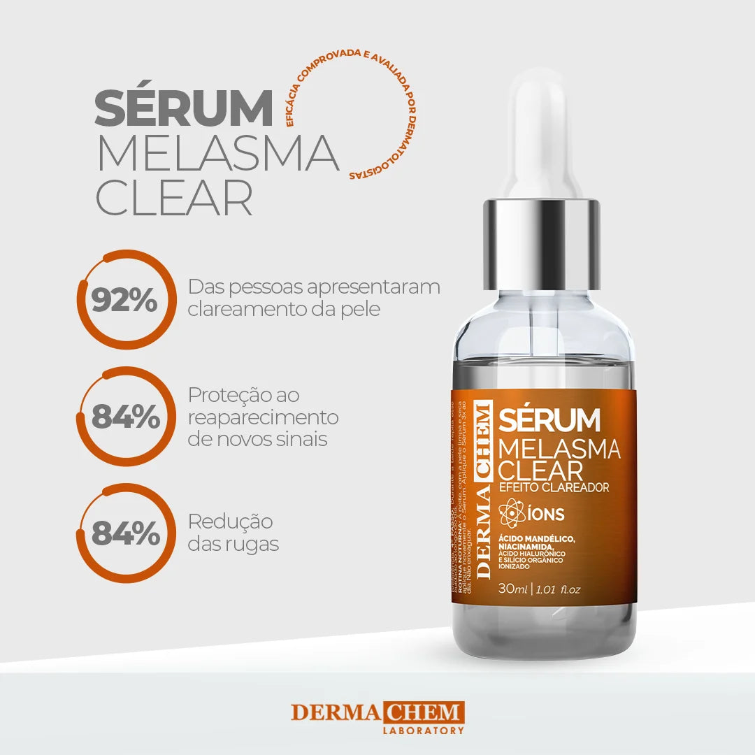 Sérum Melasma Clear Dermachem - Clareador com Ácido Mandélico e Niacinamida 30ml