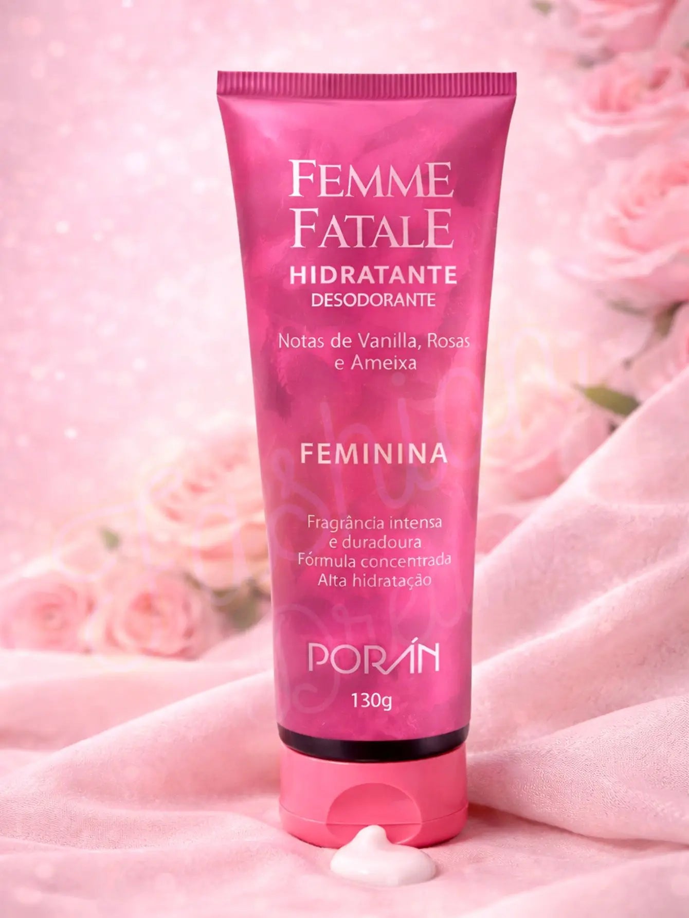 Hidratante Desodorante Femme Fatale Porán - Baunilha, Rosas e Ameixa 130g