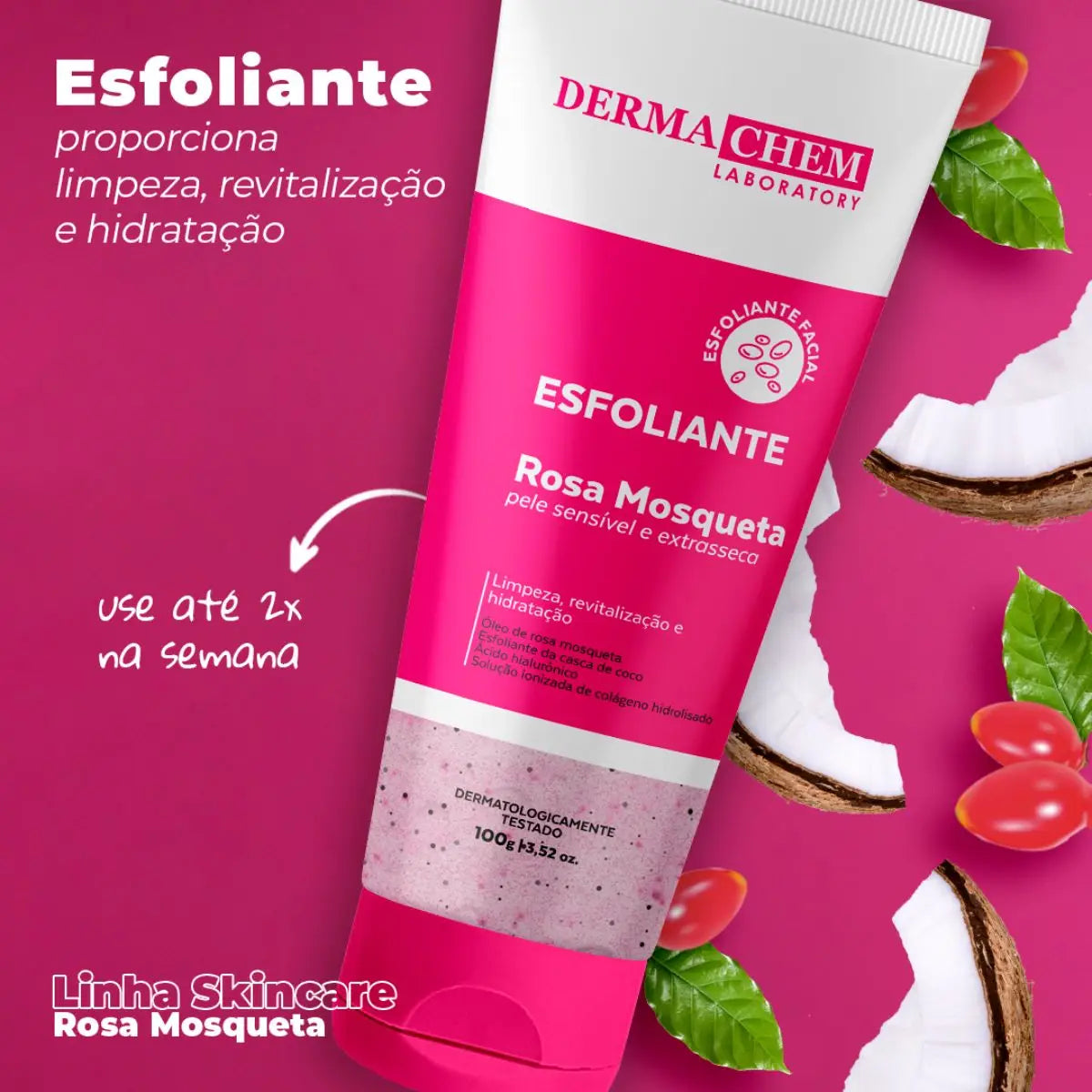 Gel Esfoliante Rosa Mosqueta Dermachem - Pele Sensível e Extrasseca 100g