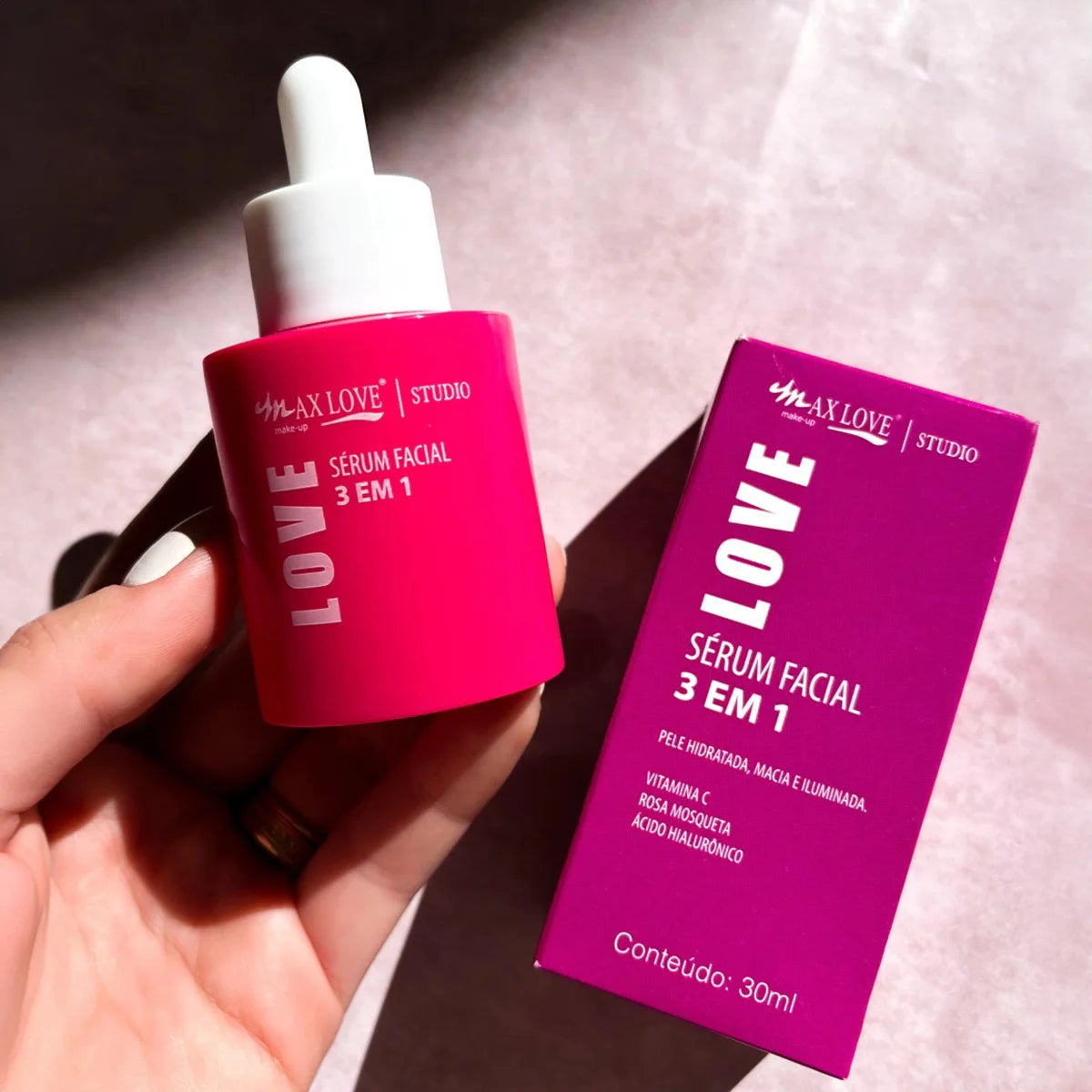 Sérum Facial 3 em 1 Max Love - Vitamina C, Rosa Mosqueta e Ácido Hialurônico 30ml