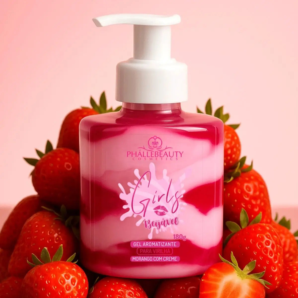Gel Hidratante Corporal e Íntimo Beijável Phállebeauty - Morango com Creme 180g