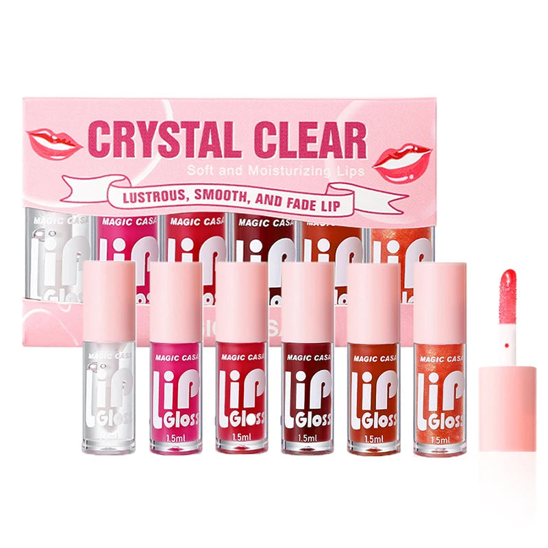 Kit Gloss Labial Jelly Shine – 6 Óleos Labiais Hidratantes com Brilho de Água