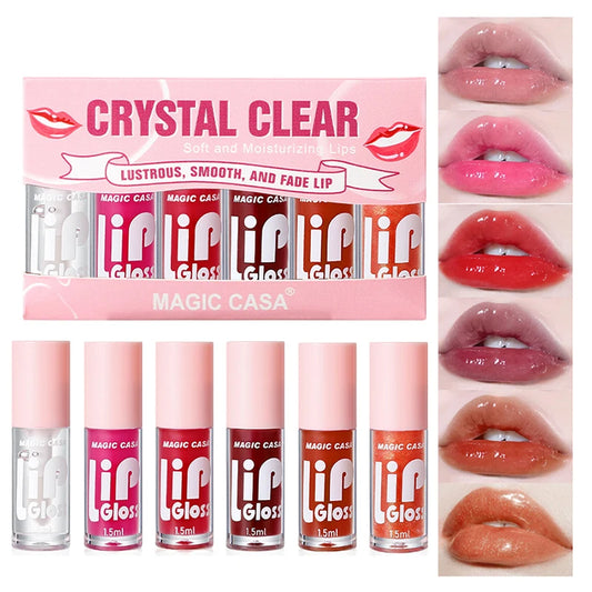 Kit Gloss Labial Jelly Shine – 6 Óleos Labiais Hidratantes com Brilho de Água