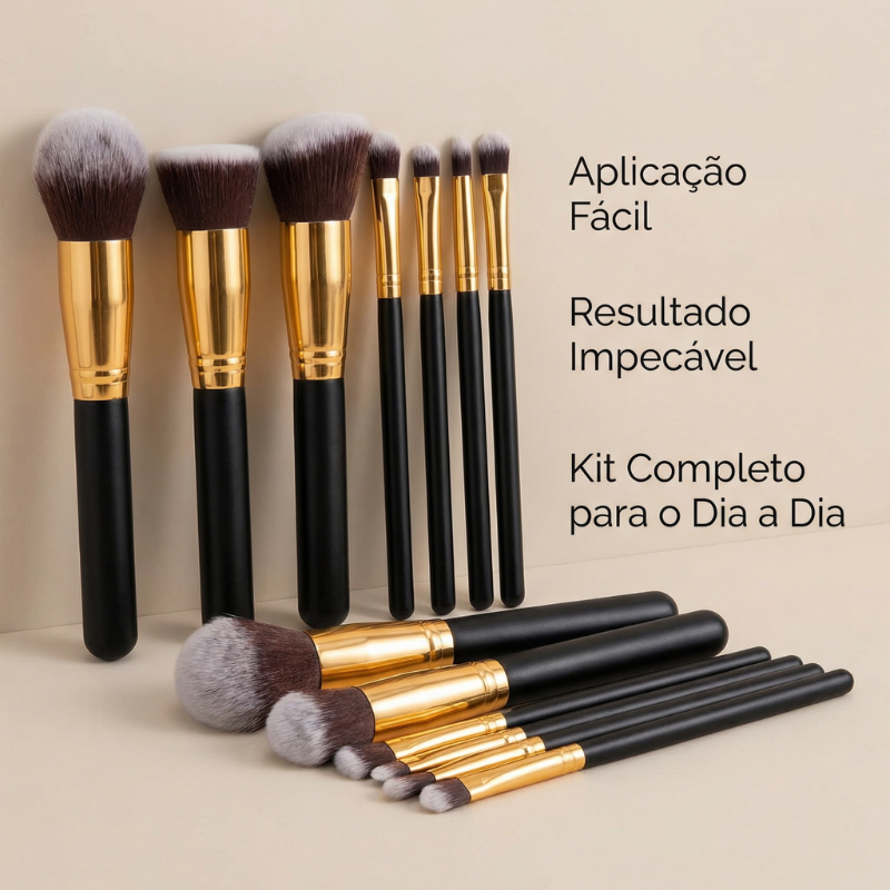 Kit Premium 10 Pincéis de Maquiagem Kabuki